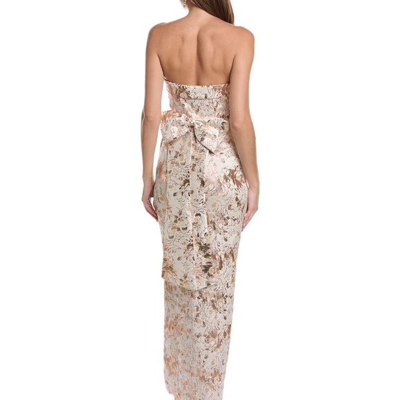 Aidan Mattox Gold Jacquard Strapless Mermaid Gown - Picture 3 of 3